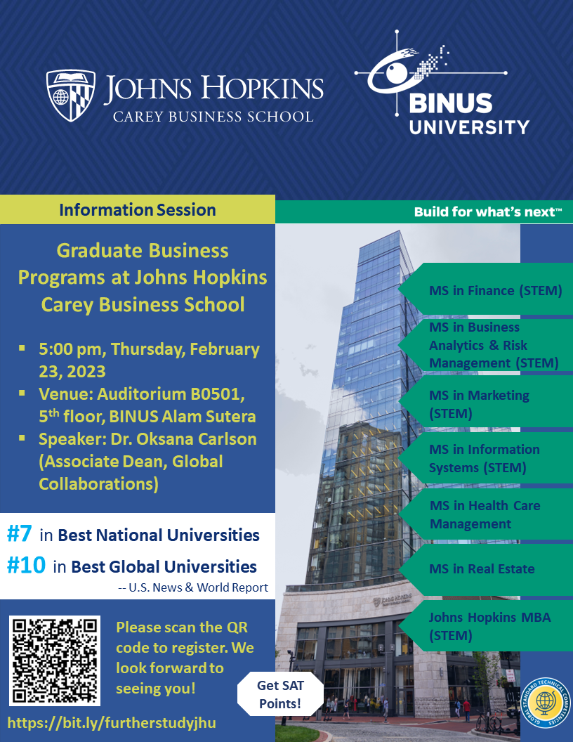 Info Session Graduate Business Programs at Johns Hopkins Carey Business School