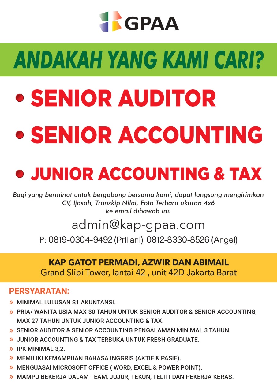 Job Opportunity - KAP Gatot Permadi, Azwir & Abimail