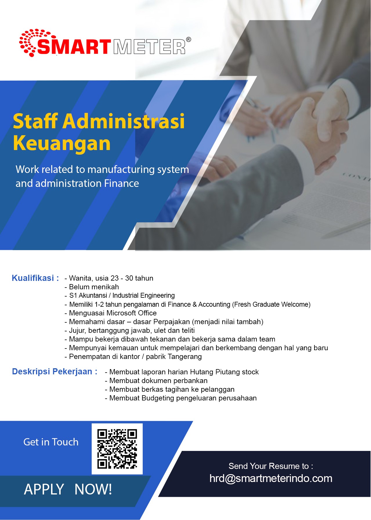 Job Opportunity - PT. Smart Meter Indonesia