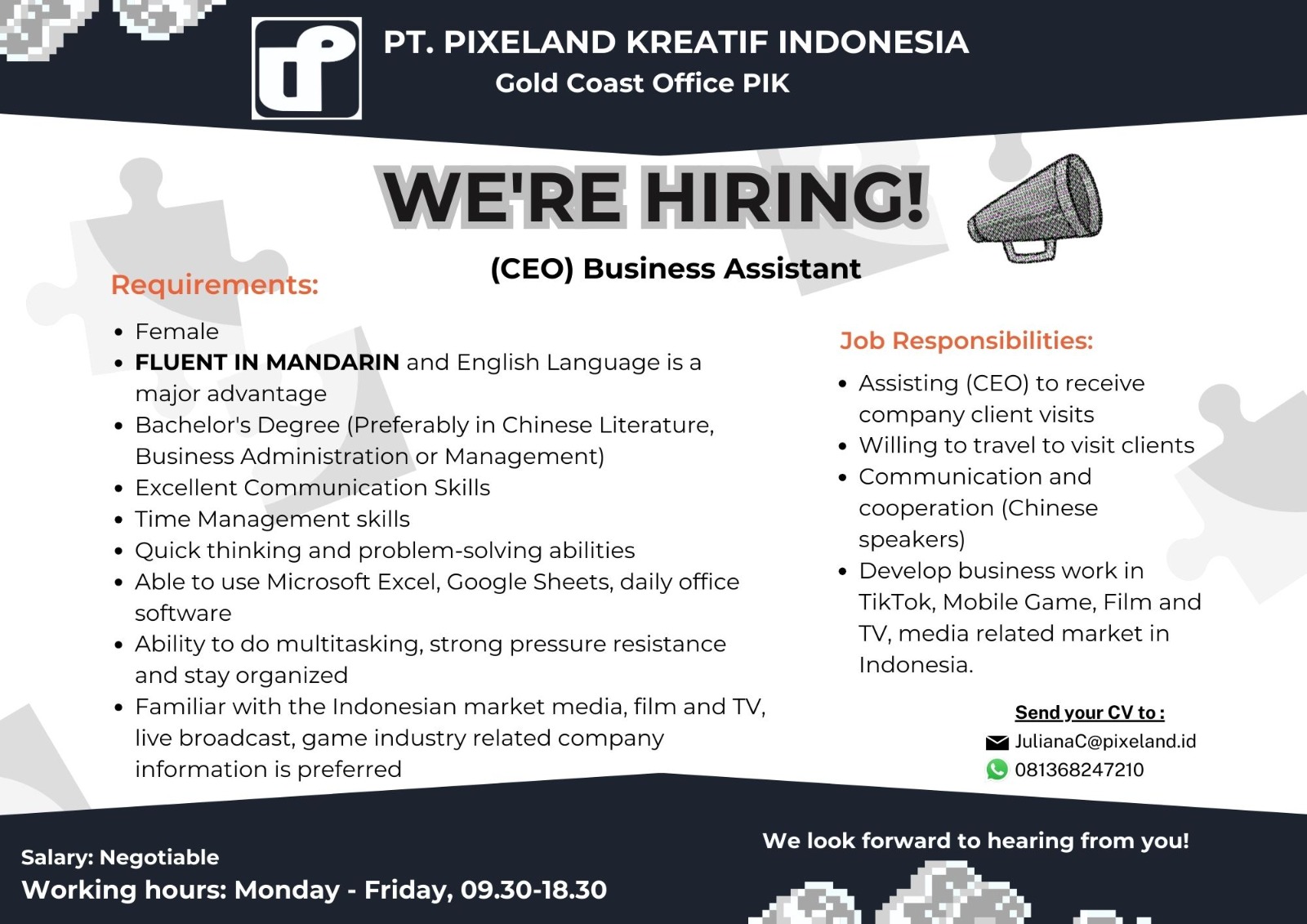 Job Opportunity - PT Pixeland Kreatif Indonesia